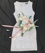 Load image into Gallery viewer, Neutral blush pink & green bridal bouquet & buttonhole – Elopement set