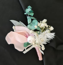 Load image into Gallery viewer, Neutral blush pink & green bridal bouquet & buttonhole – Elopement set