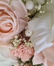 Load image into Gallery viewer, Neutral blush pink & green bridal bouquet & buttonhole – Elopement set