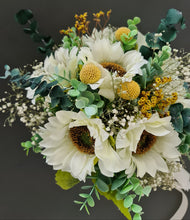 Load image into Gallery viewer, White sunflowers bridal bouquet & buttonhole – Elopement set