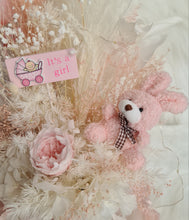 Load image into Gallery viewer, Pastel pink baby girl preserved flower arrangement w lights