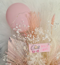 Load image into Gallery viewer, Pastel pink baby girl preserved flower arrangement w lights