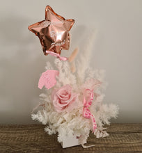Load image into Gallery viewer, Personalised Baby girl preserved flowers with pastel pink preserved rose