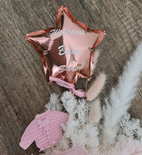 Load image into Gallery viewer, Personalised Baby girl preserved flowers with pastel pink preserved rose