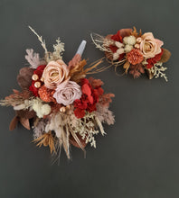 Load image into Gallery viewer, Double floral cake topper - rustic warm tones