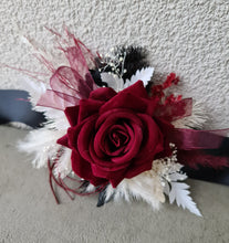 Load image into Gallery viewer, Preserved flowers school formal / wedding corsage black & burgundy