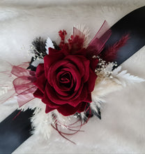 Load image into Gallery viewer, Preserved flowers school formal / wedding corsage black & burgundy