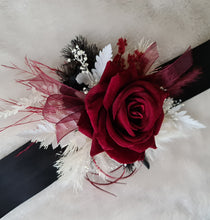 Load image into Gallery viewer, Preserved flowers school formal / wedding corsage black & burgundy