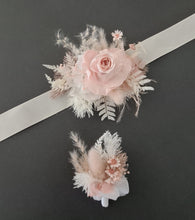 Load image into Gallery viewer, Blush flowers mini corsage & buttonhole - wedding flower girl / boy