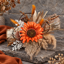 Load image into Gallery viewer, Everlasting flowers Sunflower cake topper - rustic orange