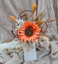 Load image into Gallery viewer, Everlasting flowers Sunflower cake topper - rustic orange