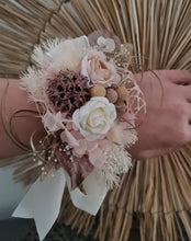 Load image into Gallery viewer, Everlasting flowers blush & rose gold corsage - School formal / Wedding