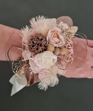 Load image into Gallery viewer, Everlasting flowers blush & rose gold corsage - School formal / Wedding