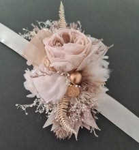 Load image into Gallery viewer, Fully preserved nude corsage & hair comb with peony's - School formal / Wedding
