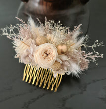 Load image into Gallery viewer, Fully preserved nude corsage & hair comb with peony's - School formal / Wedding
