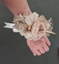 Load image into Gallery viewer, Fully preserved nude corsage & hair comb with peony's - School formal / Wedding