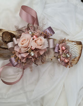 Load image into Gallery viewer, Preserved flowers dusty blush mauve corsage & hair comb - School Formal / Wedding