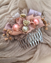 Load image into Gallery viewer, Preserved flowers dusty blush mauve corsage & hair comb - School Formal / Wedding