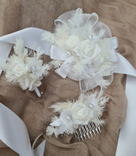Load image into Gallery viewer, Everlasting flowers / pearls School formal Set - Corsage, buttonhole & hair comb