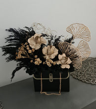 Load image into Gallery viewer, Sophisticated black & gold everlasting flowers in bag