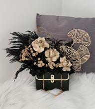 Load image into Gallery viewer, Sophisticated black & gold everlasting flowers in bag