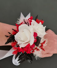 Load image into Gallery viewer, Everlasting flowers white, red, black corsage - School formal / Wedding