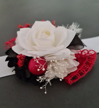 Load image into Gallery viewer, Everlasting flowers red, white, black corsage - School formal / Wedding