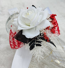 Load image into Gallery viewer, Everlasting flowers red, white, black corsage - School formal / Wedding