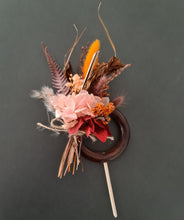 Load image into Gallery viewer, Preserved flowers - triple cake toppers / rings - rustic orange incl Mr & Mrs sign