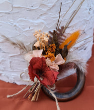 Load image into Gallery viewer, Preserved flowers - triple cake toppers / rings - rustic orange incl Mr & Mrs sign