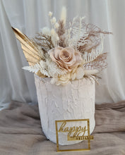 Load image into Gallery viewer, Happy Birthday Preserved flowers cake topper in neutral & creamy colours