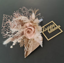 Load image into Gallery viewer, Happy Birthday Preserved flowers cake topper in neutral & creamy colours