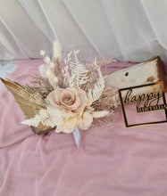 Load image into Gallery viewer, Happy Birthday Preserved flowers cake topper in neutral & creamy colours