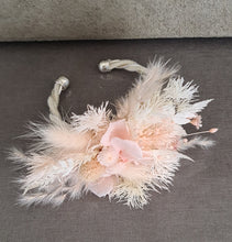 Load image into Gallery viewer, Preserved blush flowers bangle bracelet corsage & buttonhole - School formal / wedding