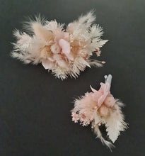 Load image into Gallery viewer, Preserved blush flowers bangle bracelet corsage & buttonhole - School formal / wedding