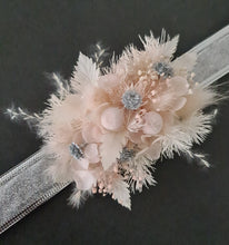 Load image into Gallery viewer, Preserved flowers corsage & buttonhole blush & silver - School formal / wedding