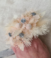 Load image into Gallery viewer, Preserved flowers corsage & buttonhole blush & silver - School formal / wedding