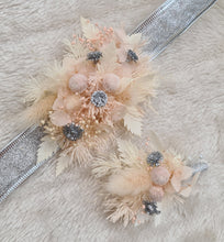 Load image into Gallery viewer, Preserved flowers corsage & buttonhole blush & silver - School formal / wedding