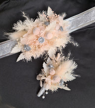 Load image into Gallery viewer, Preserved flowers corsage & buttonhole blush & silver - School formal / wedding
