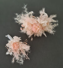 Load image into Gallery viewer, Preserved flowers bangle bracelet corsage & buttonhole blush - School formal / wedding