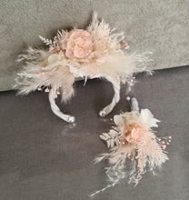 Load image into Gallery viewer, Preserved flowers bangle bracelet corsage & buttonhole blush - School formal / wedding