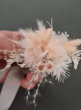 Load image into Gallery viewer, Blush & silver preserved flowers corsage & buttonhole - School formal / wedding