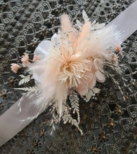 Load image into Gallery viewer, Blush & silver preserved flowers corsage & buttonhole - School formal / wedding