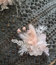 Load image into Gallery viewer, Blush & silver preserved flowers corsage & buttonhole - School formal / wedding