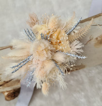 Load image into Gallery viewer, Blush peach & silver preserved corsage & buttonhole - School formal / wedding