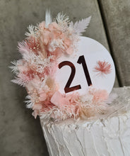 Load image into Gallery viewer, Everlasting flowers blush 21st birthday cake topper