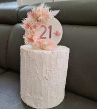Load image into Gallery viewer, Everlasting flowers blush 21st birthday cake topper