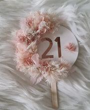 Load image into Gallery viewer, Everlasting flowers blush 21st birthday cake topper