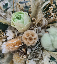 Load image into Gallery viewer, Unique sage green / green preserved everlasting flowers bridal bouquet & buttonhole – Elopement Set