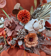 Load image into Gallery viewer, Rustic style terracotta orange wedding signing table flowers - Centrepiece